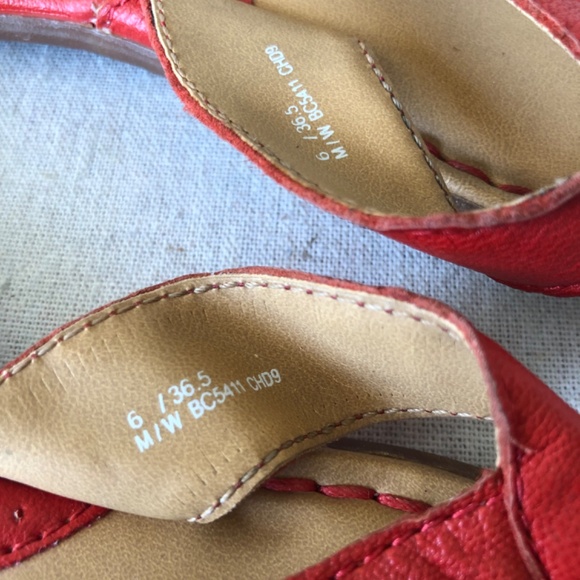 Red leather Born flip flops 6 - Picture 3 of 6